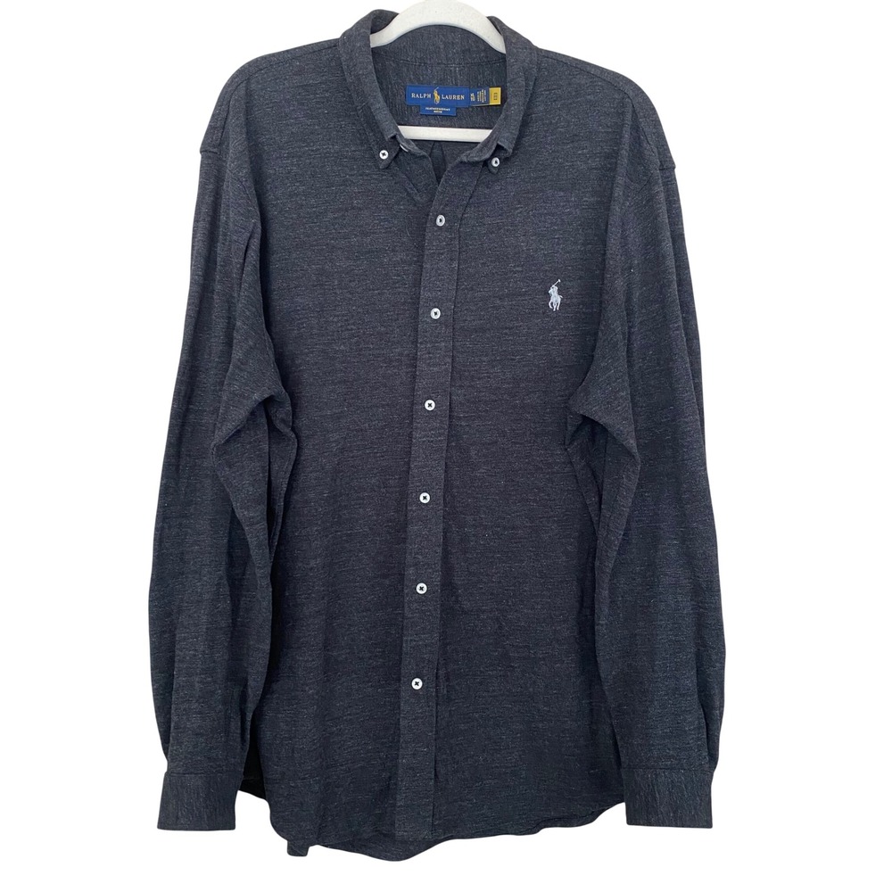 Ralph Lauren Men's Charcoal Gray Featherweight Mesh Button Down‎ Size XL - Picture 3 of 7